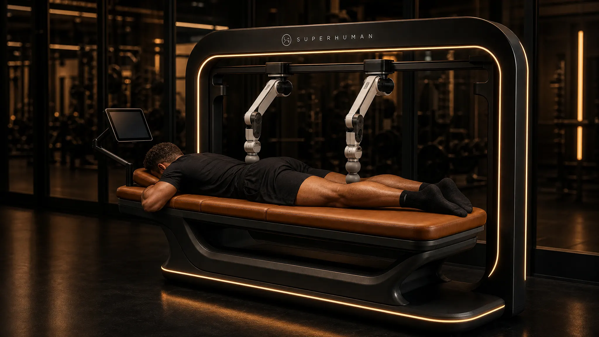 Massage robot in a gym recovery room