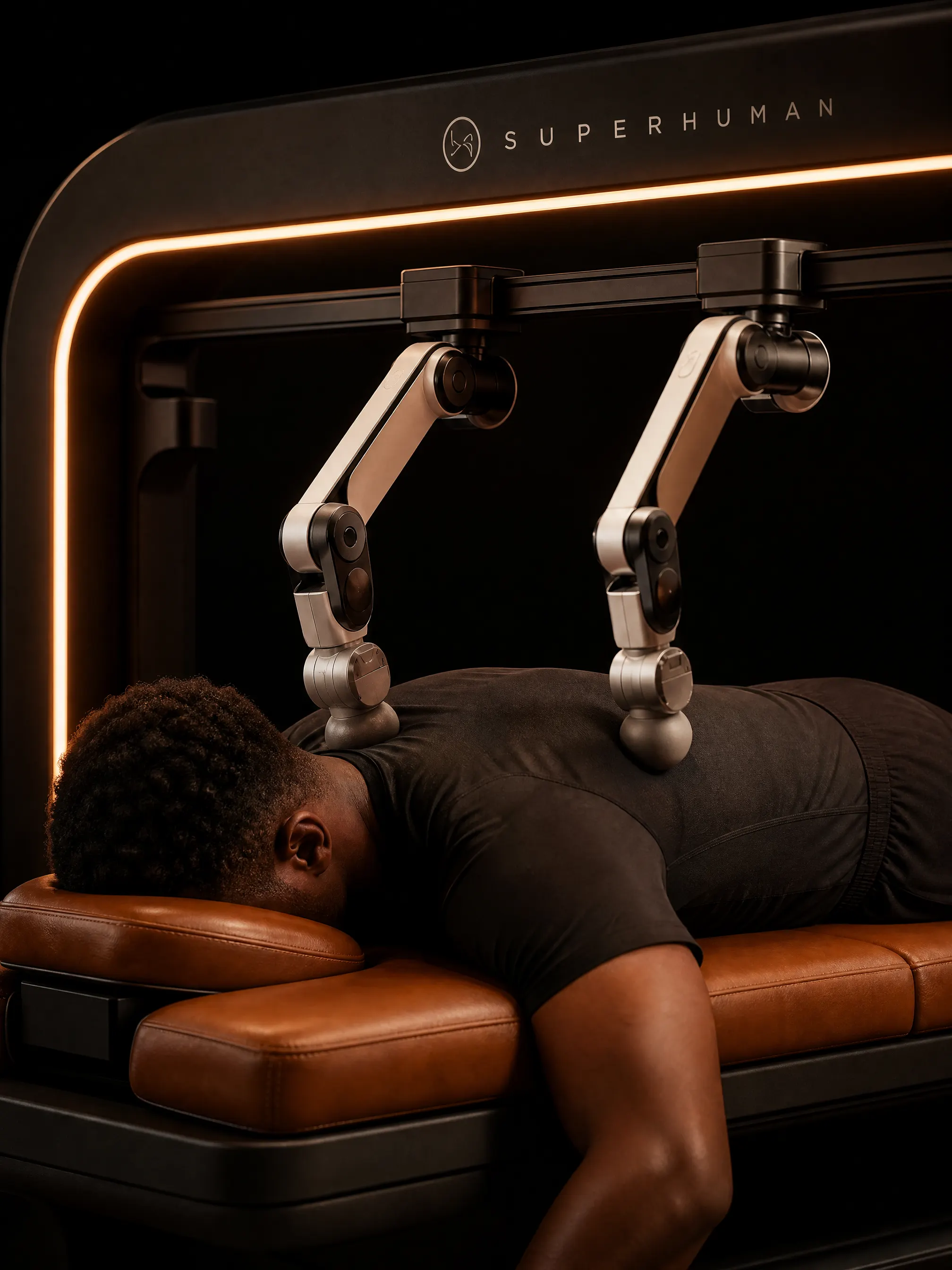 Robotic arms massaging a guest’s back