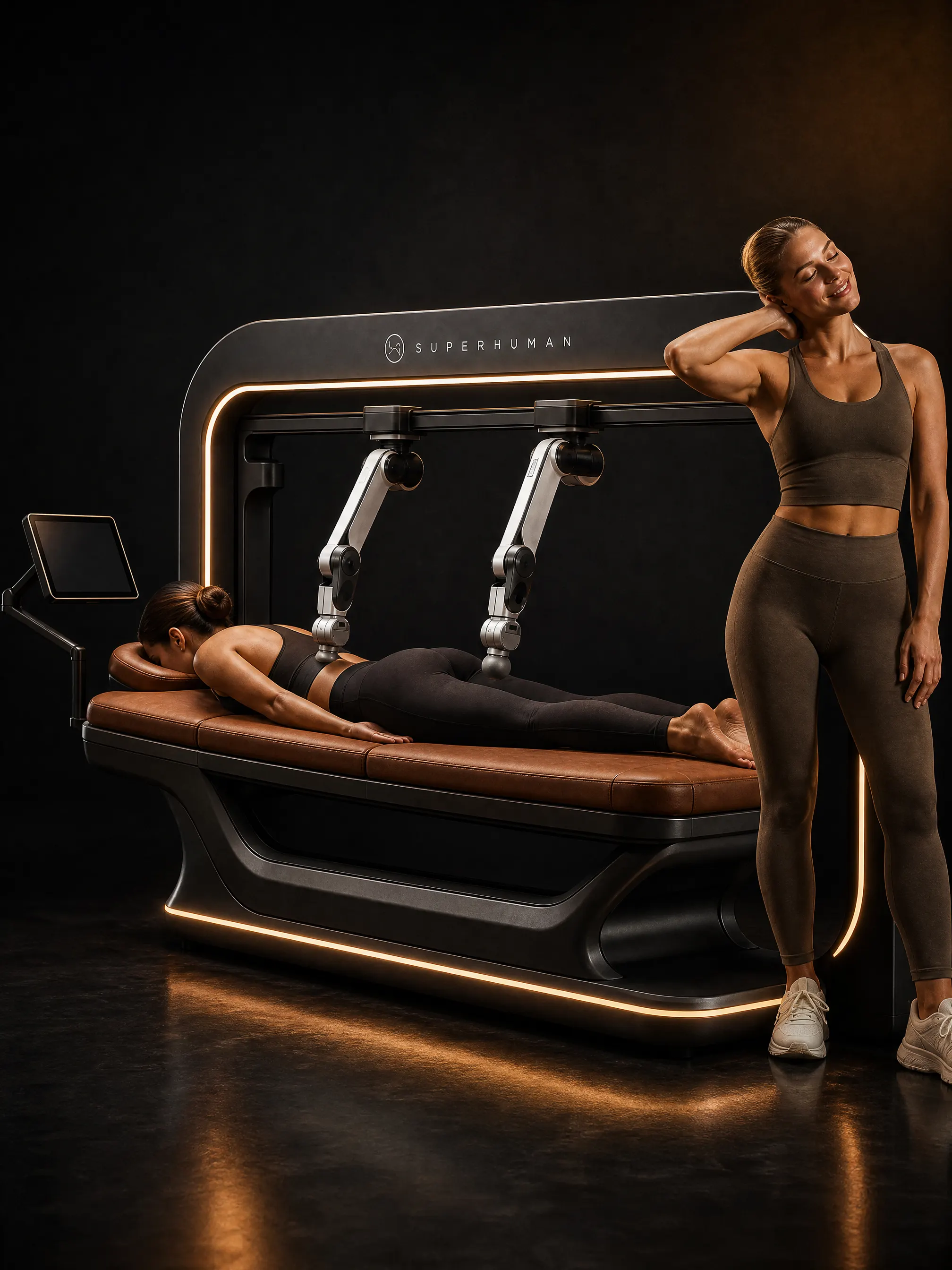 Guest getting up from a massage robot after a session