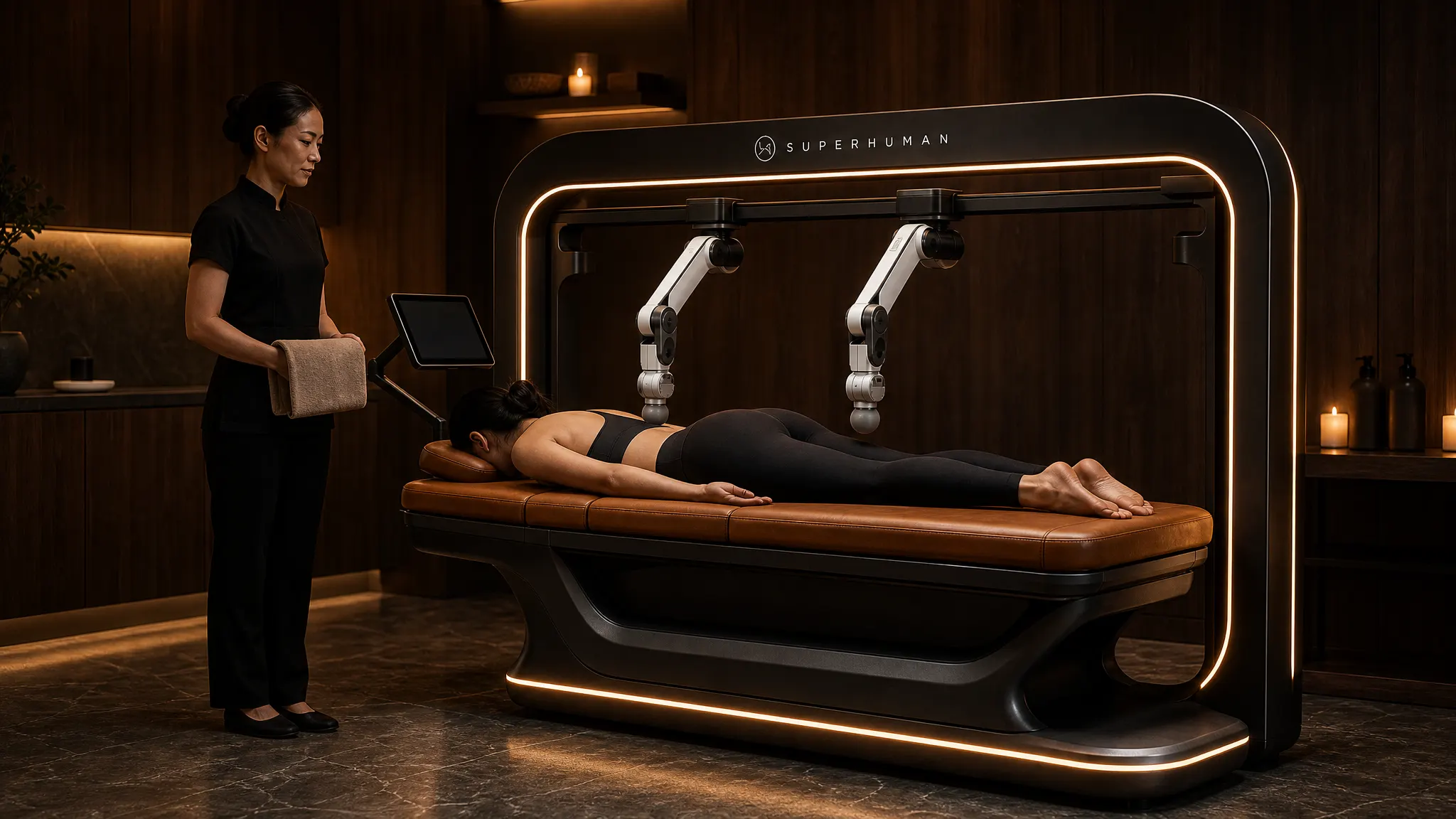 Massage robot in a luxury day spa suite