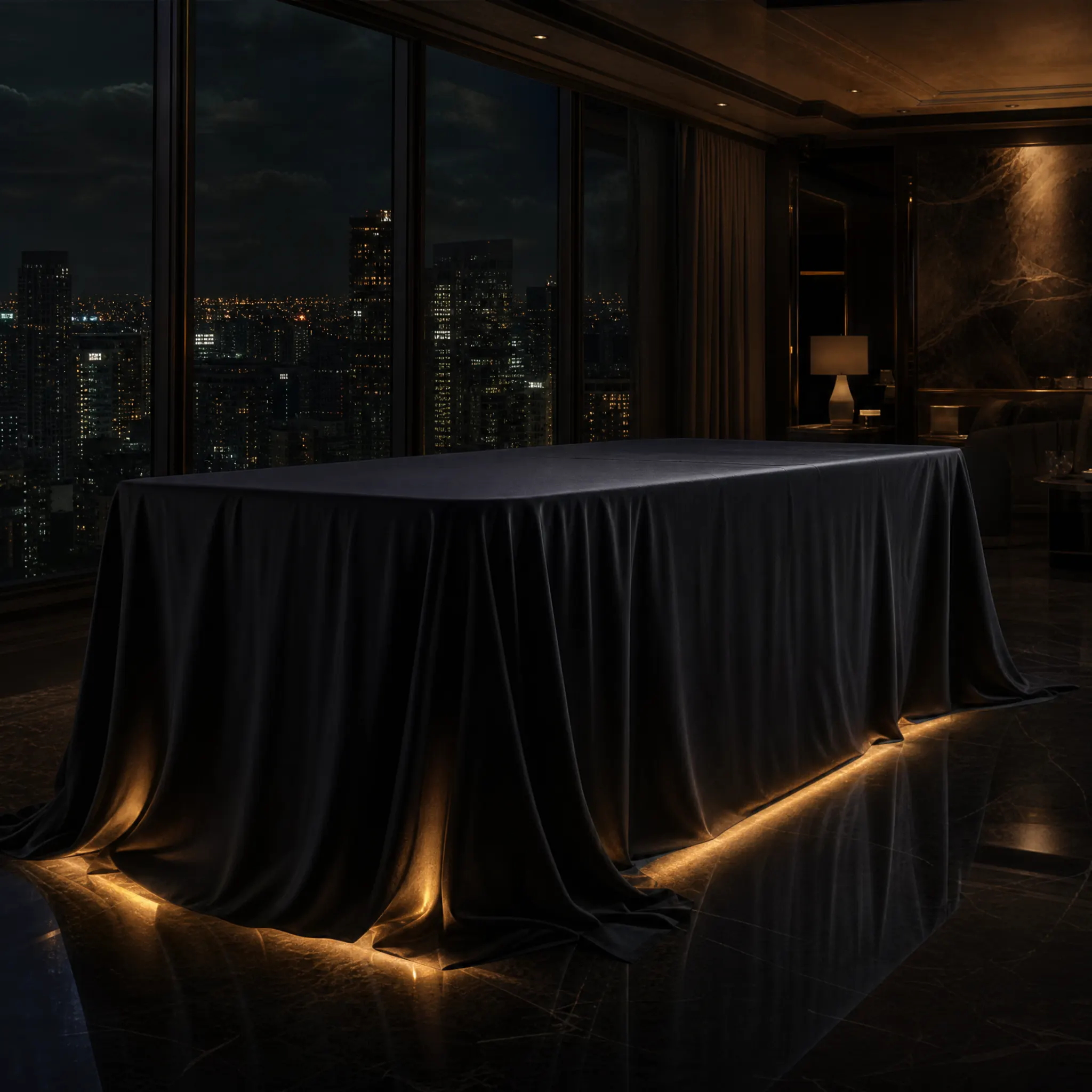 Upcoming Superhuman hotel massage robot under a black cover
